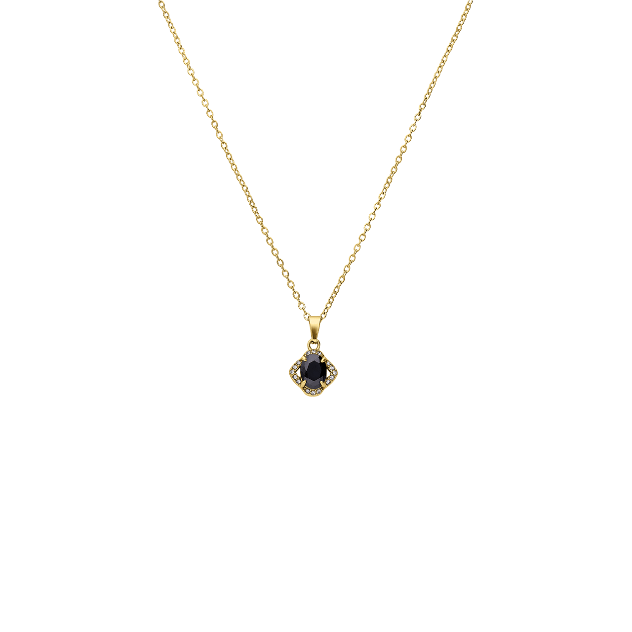Stalen goldplated ketting met hanger met zirkonia voor dames