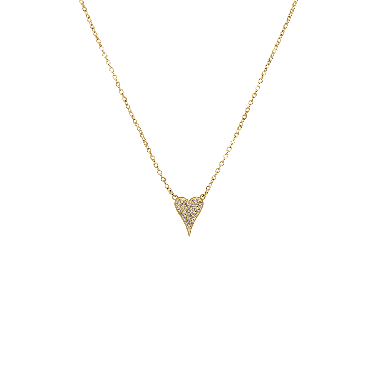 Myla stalen goldplated ketting hart met zirkonia voor dames