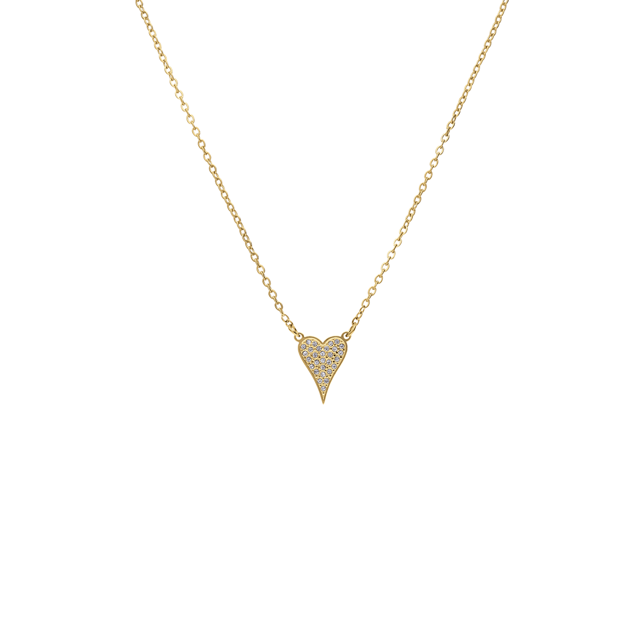 Stainless steel goldplated ketting met hanger hart met zirkonia voor dames