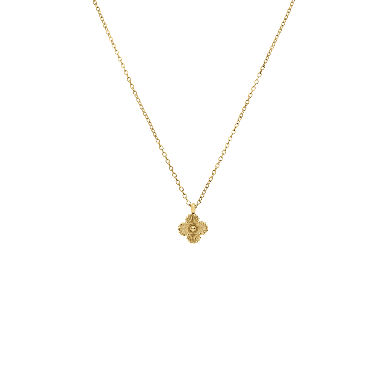 Stalen goldplated ketting met hanger klaver voor dames