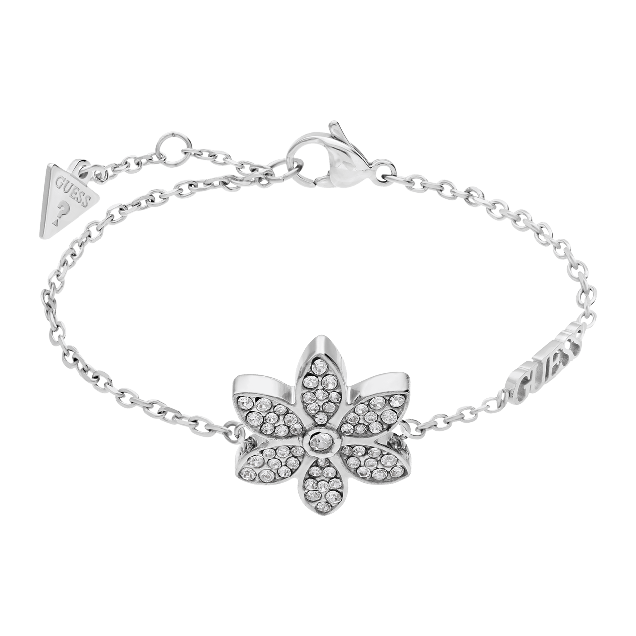 Guess stainless steel goldplated fantasiearmband met hanger bloem met zirkonia voor dames