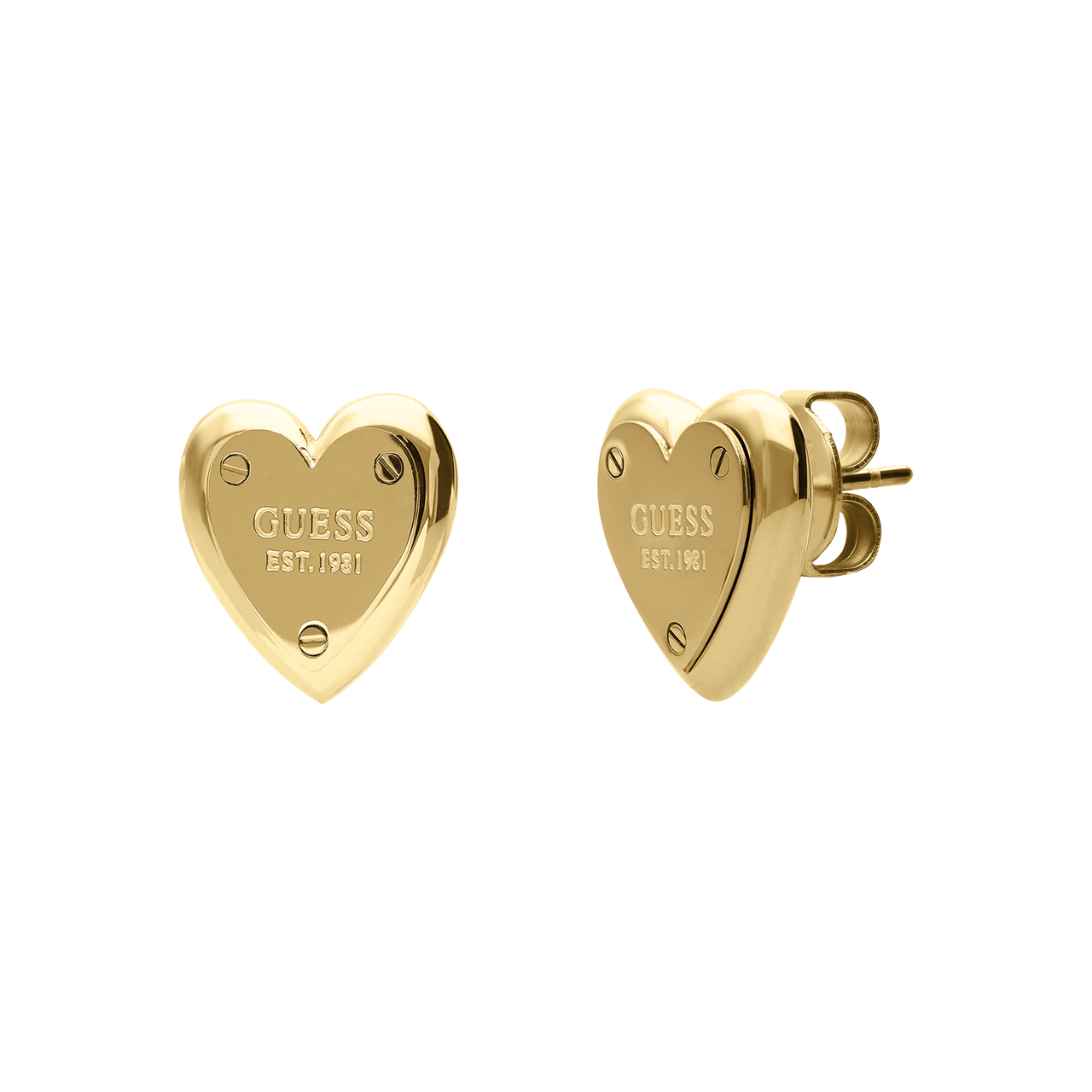Guess stainless steel goldplated oorknoppen ALL YOU NEED IS LOVE