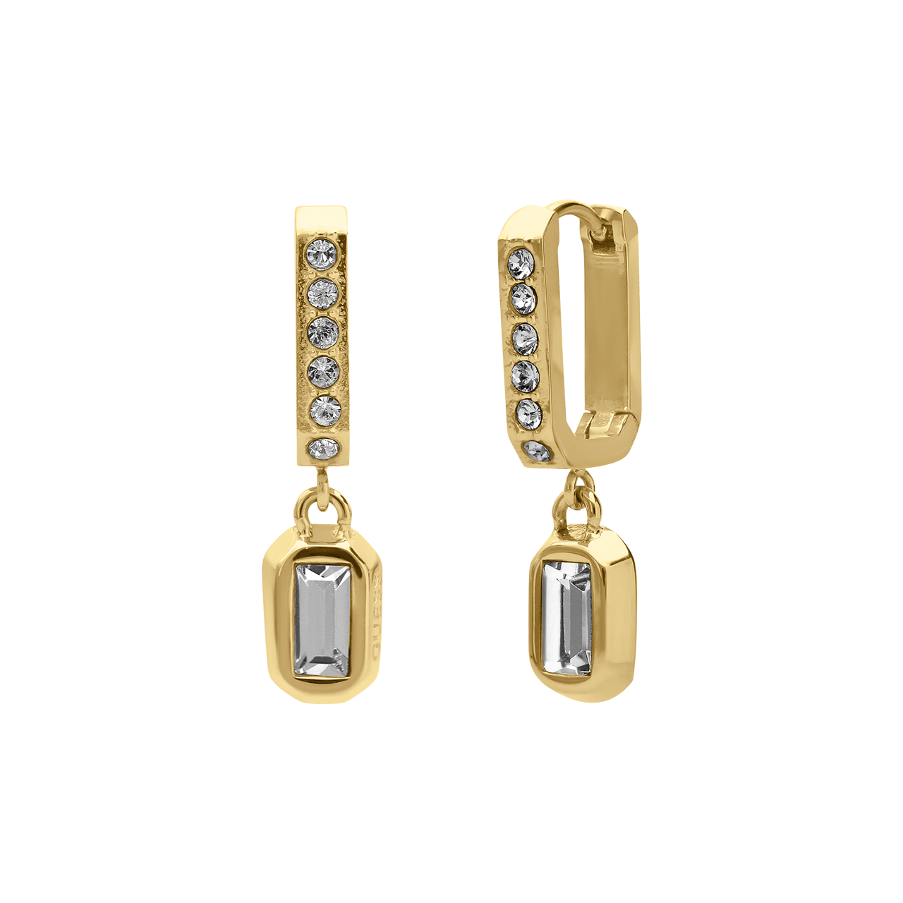 Guess stainless steel goldplated oorhangers HASHTAG GUESS