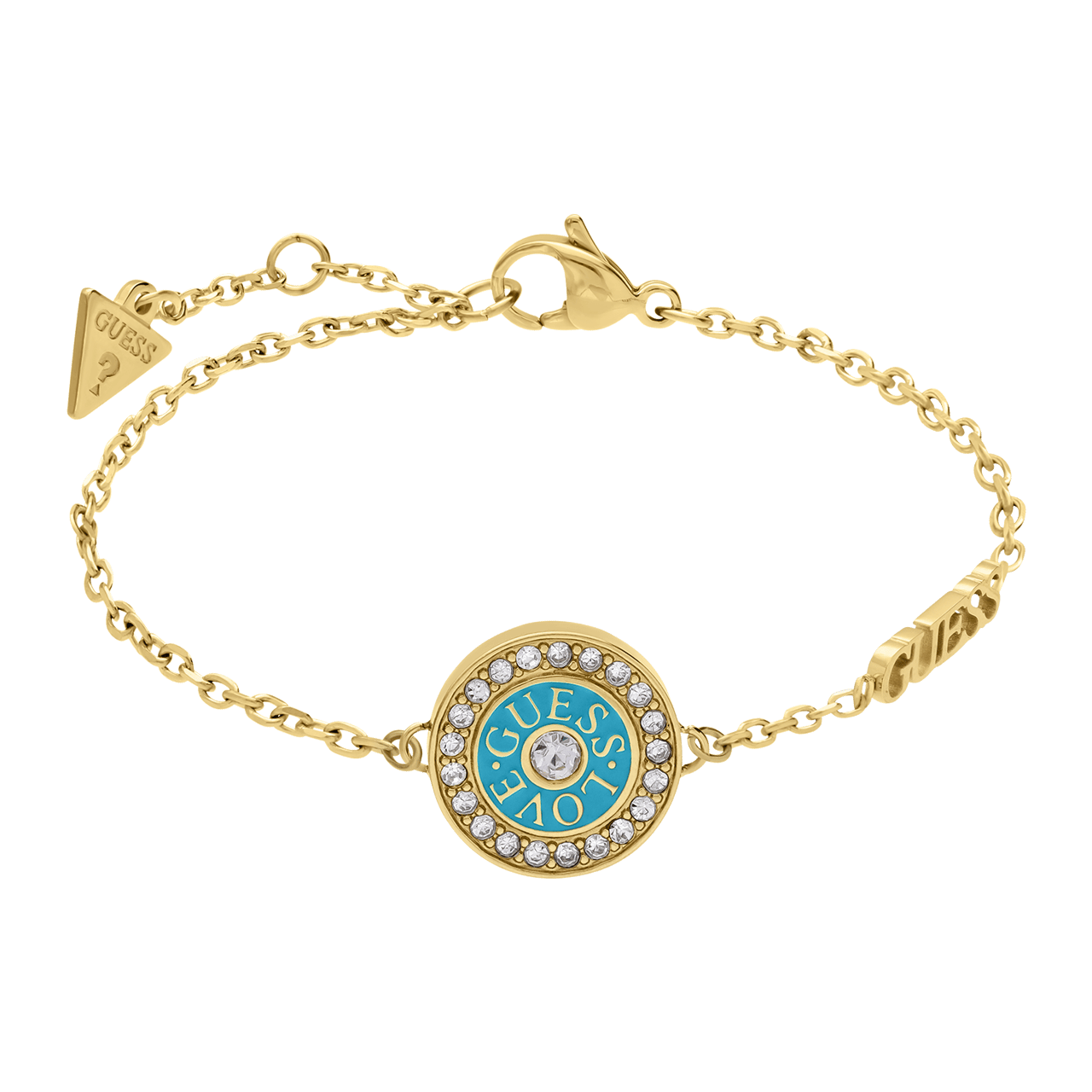 Guess stainless steel goldplated armband LOVE GUESS blauw