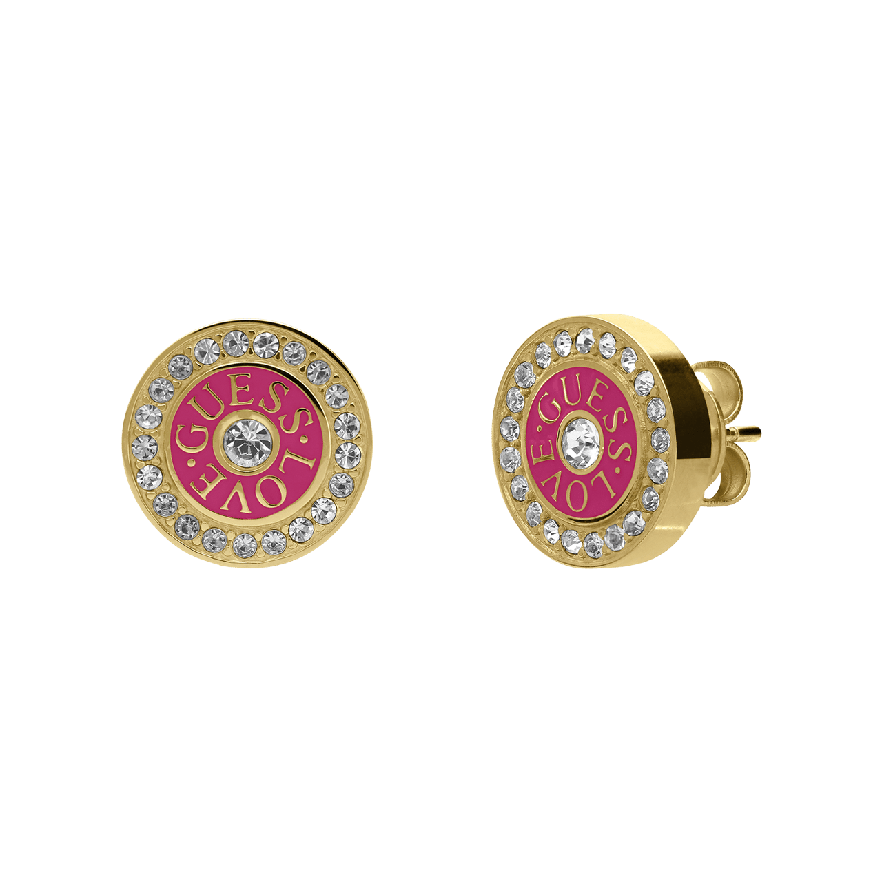 Guess stainless steel goldplated oorknoppen LOVE GUESS
