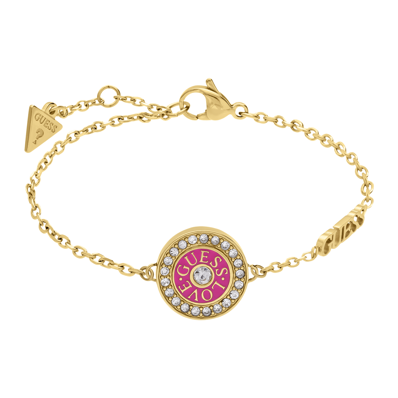 Guess stainless steel goldplated armband LOVE GUESS roze