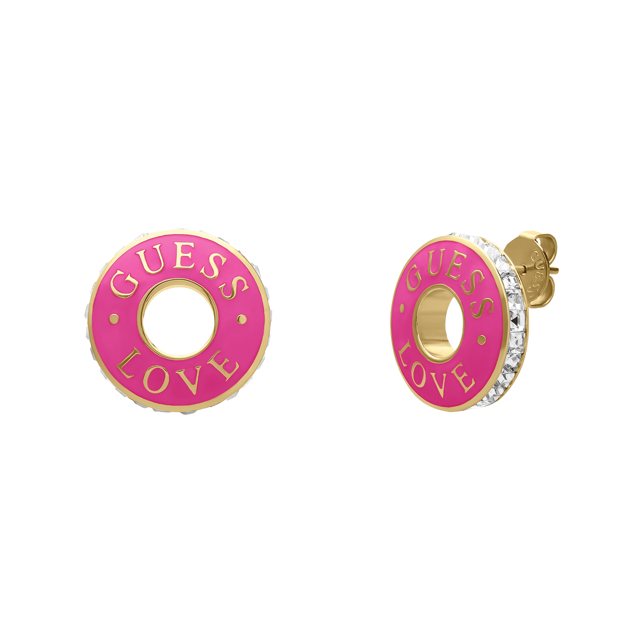 Guess stainless steel goldplated oorknoppen voor dames