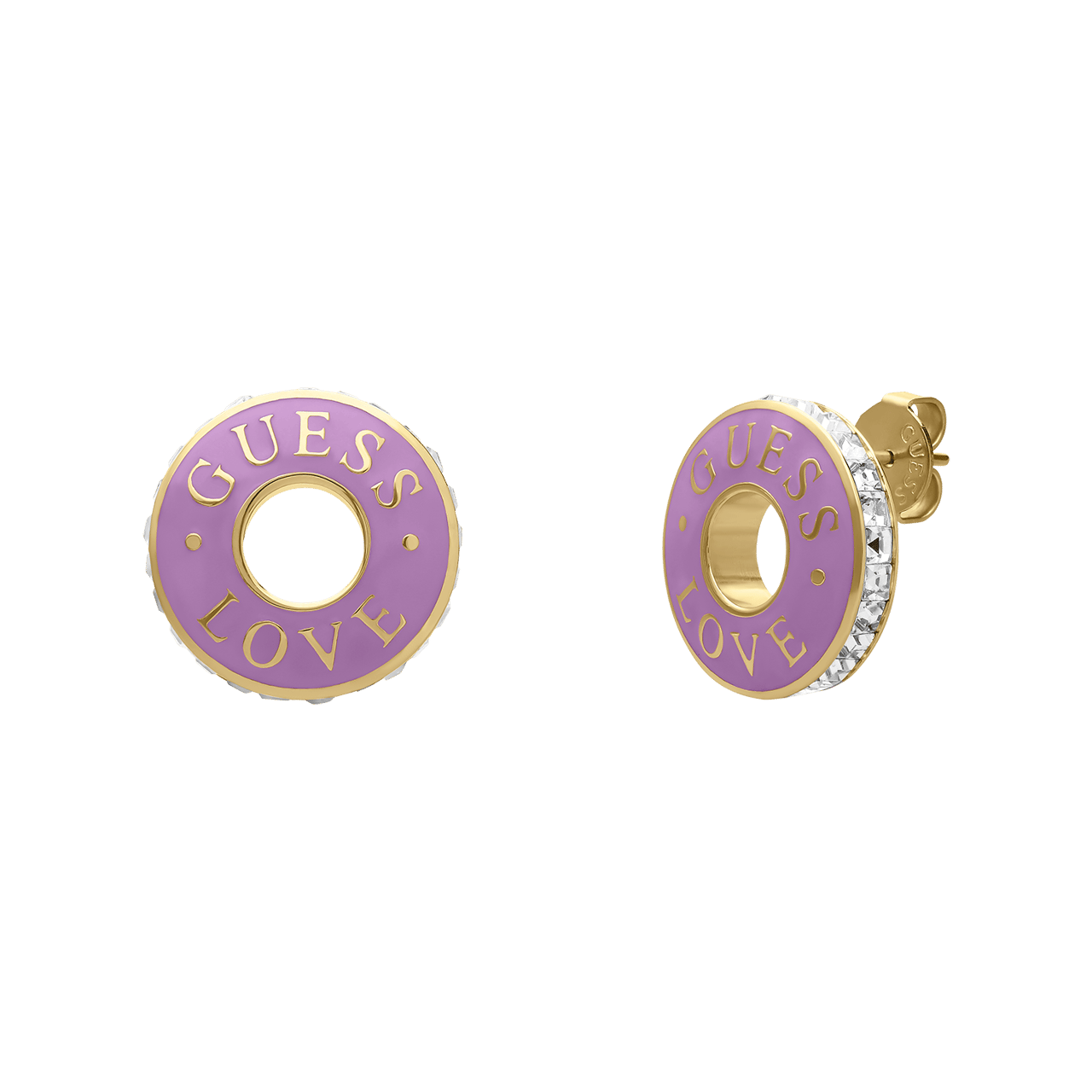 Guess stainless steel goldplated oorknoppen voor dames