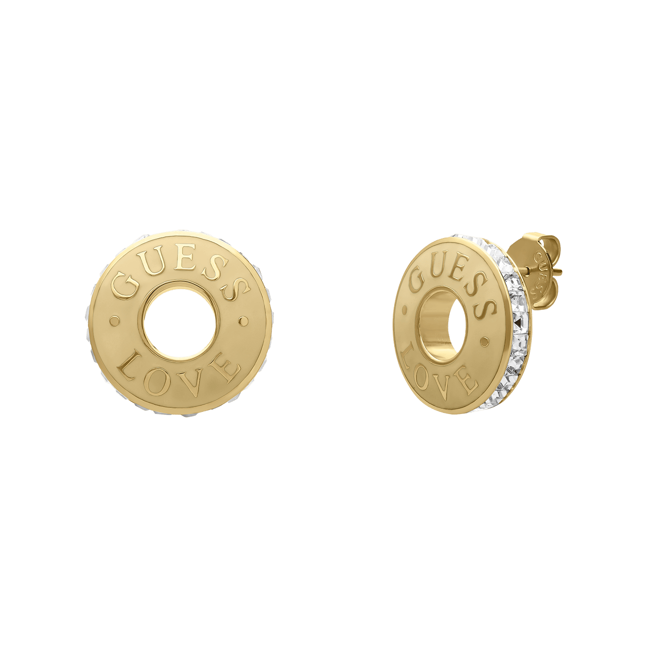 Guess stainless steel goldplated oorknoppen voor dames