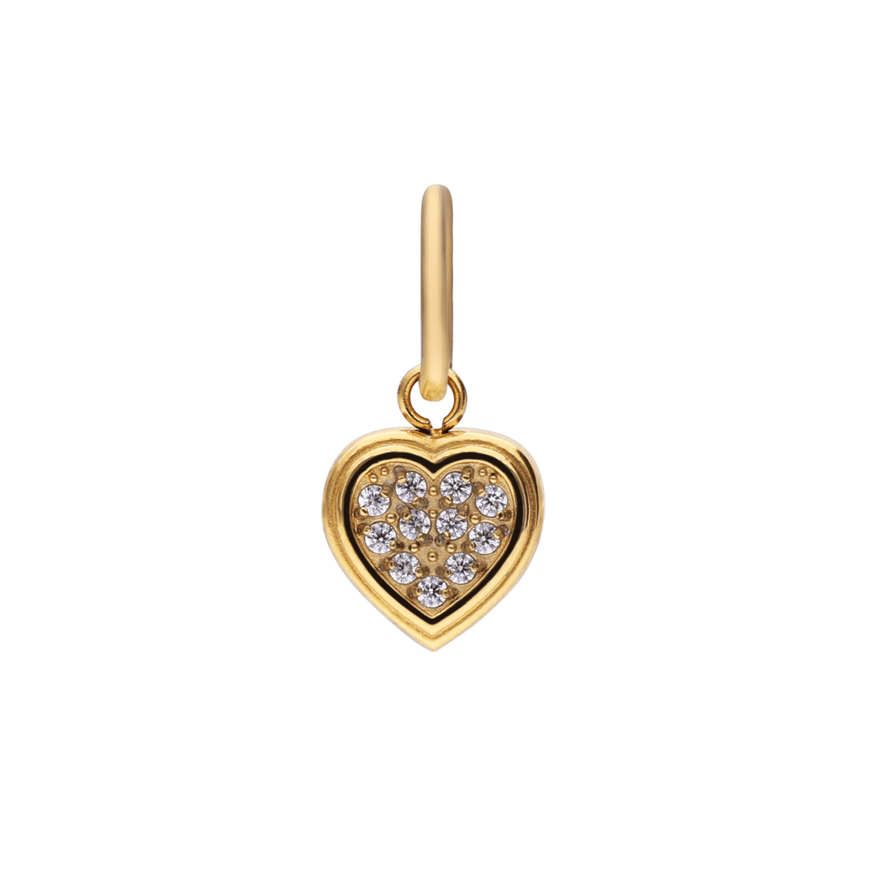 Charm aus Edelstahl, vergoldet, Herz mit Zirkonia