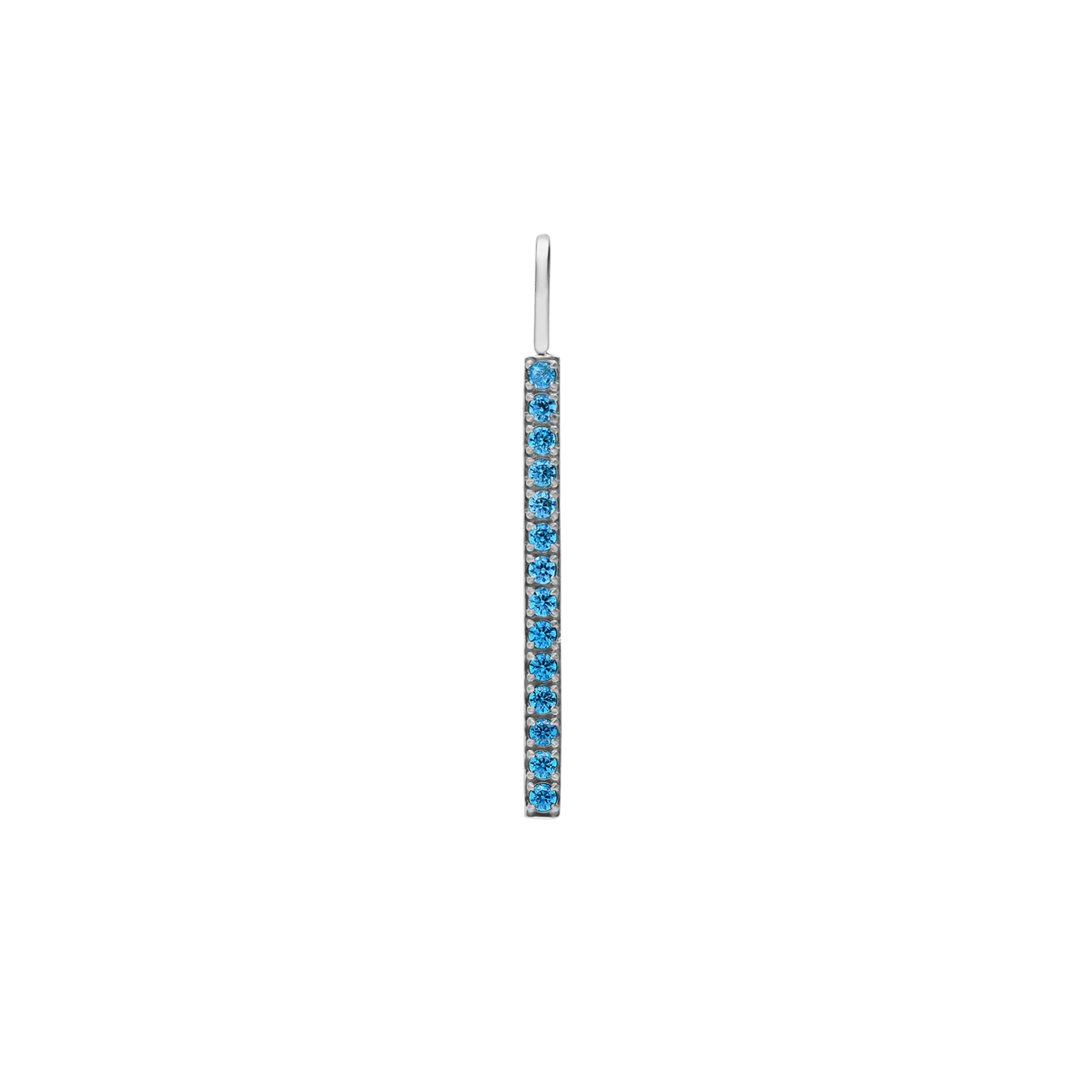 Charm aus Edelstahl, Stab mit blauem Zirkonia