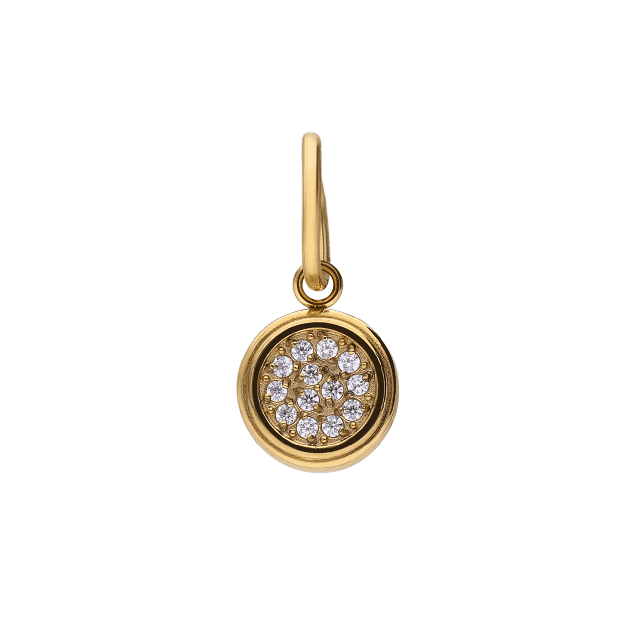 Charm aus Edelstahl, vergoldet, Kugel mit Zirkonia