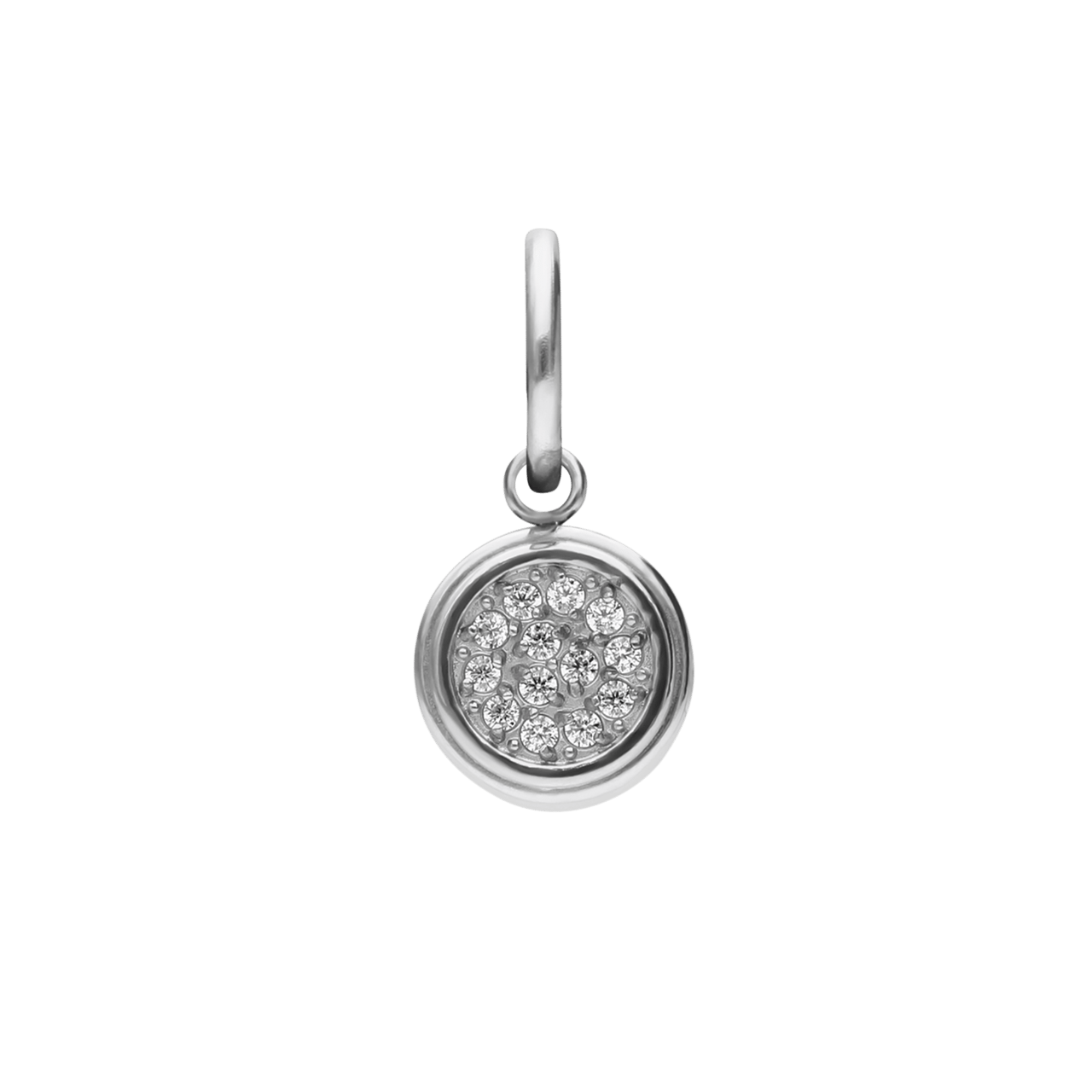 Charm aus Edelstahl, Kugel mit Zirkonia