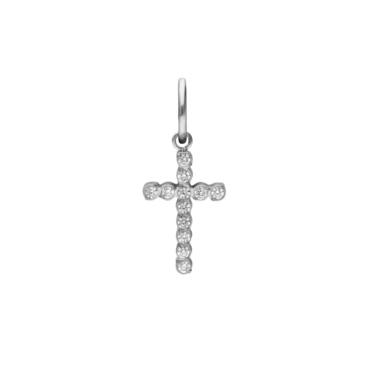 Charm aus Edelstahl, Kreuz mit Zirkonia