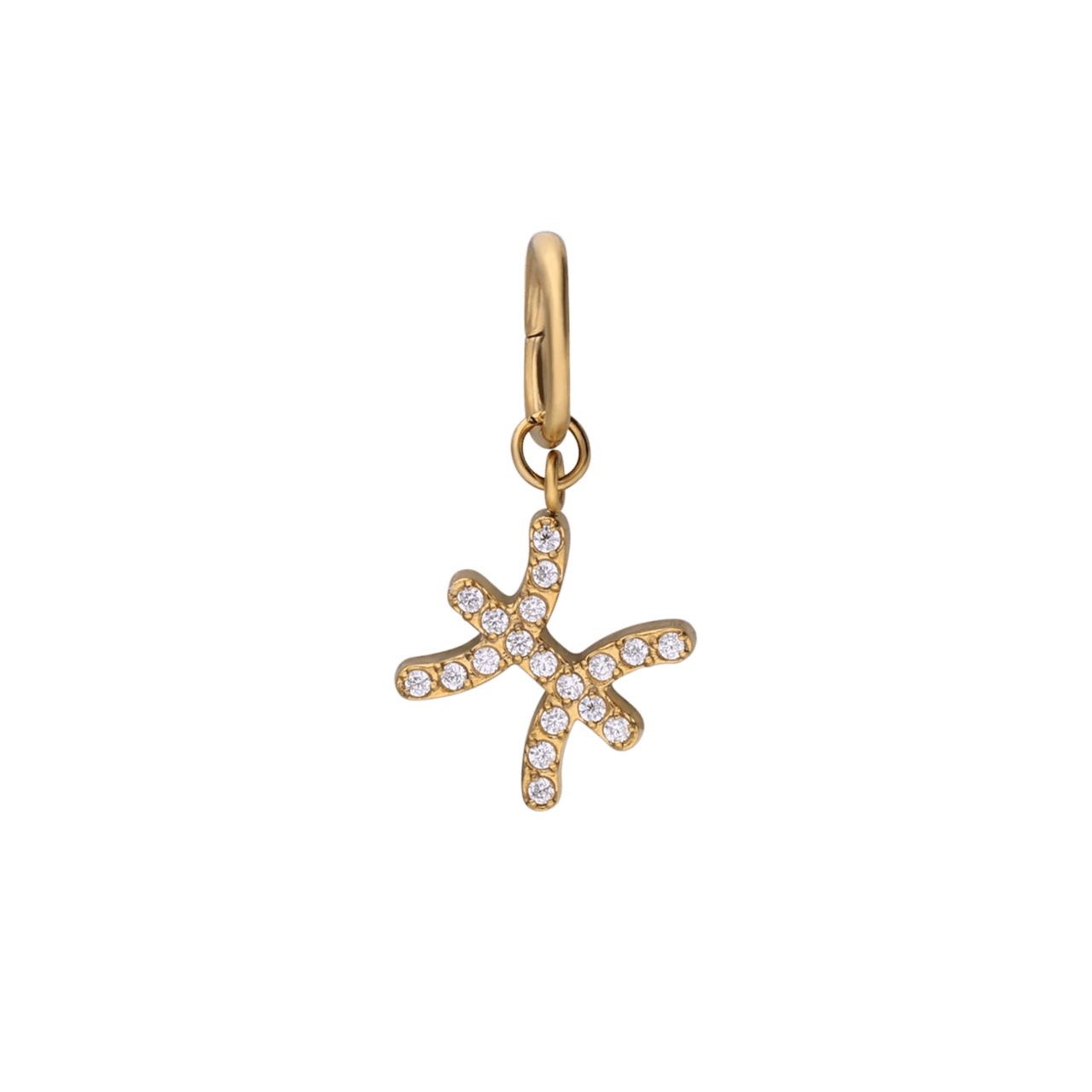Stalen goldplated sterrenbeeldhanger Vissen met zirkonia voor dames
