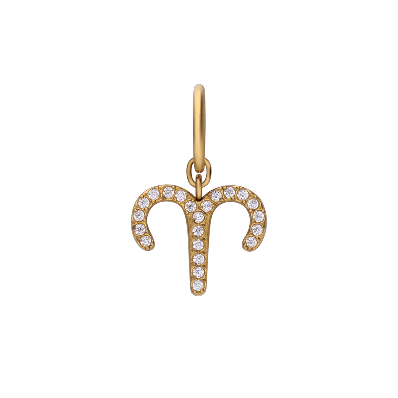 Stainless steel goldplated sterrenbeeldhanger Ram met zirkonia voor dames