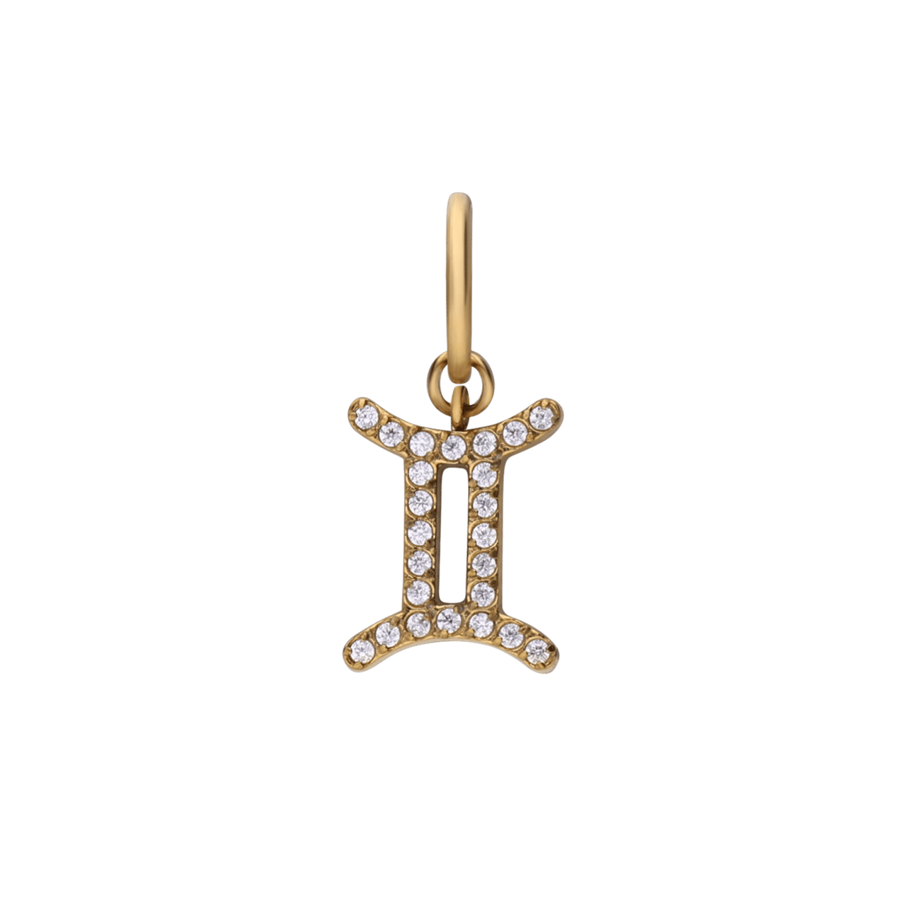 Stainless steel goldplated sterrenbeeldhanger Tweelingen met zirkonia voor dames