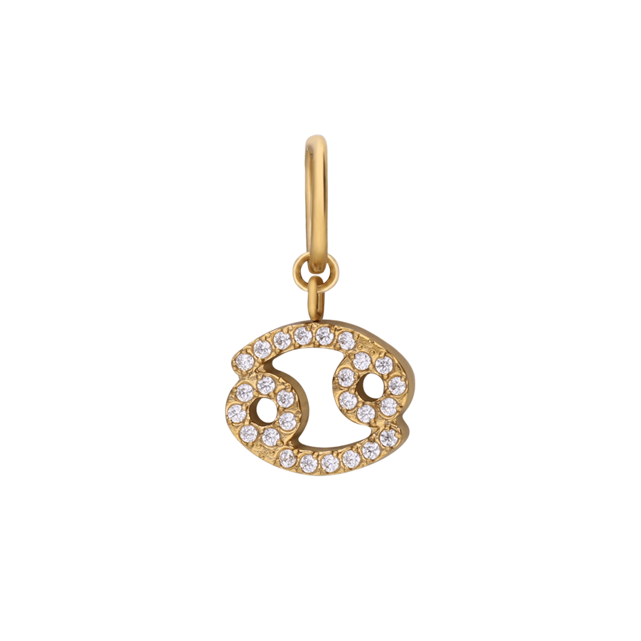 Stalen goldplated sterrenbeeldhanger Kreeft met zirkonia voor dames