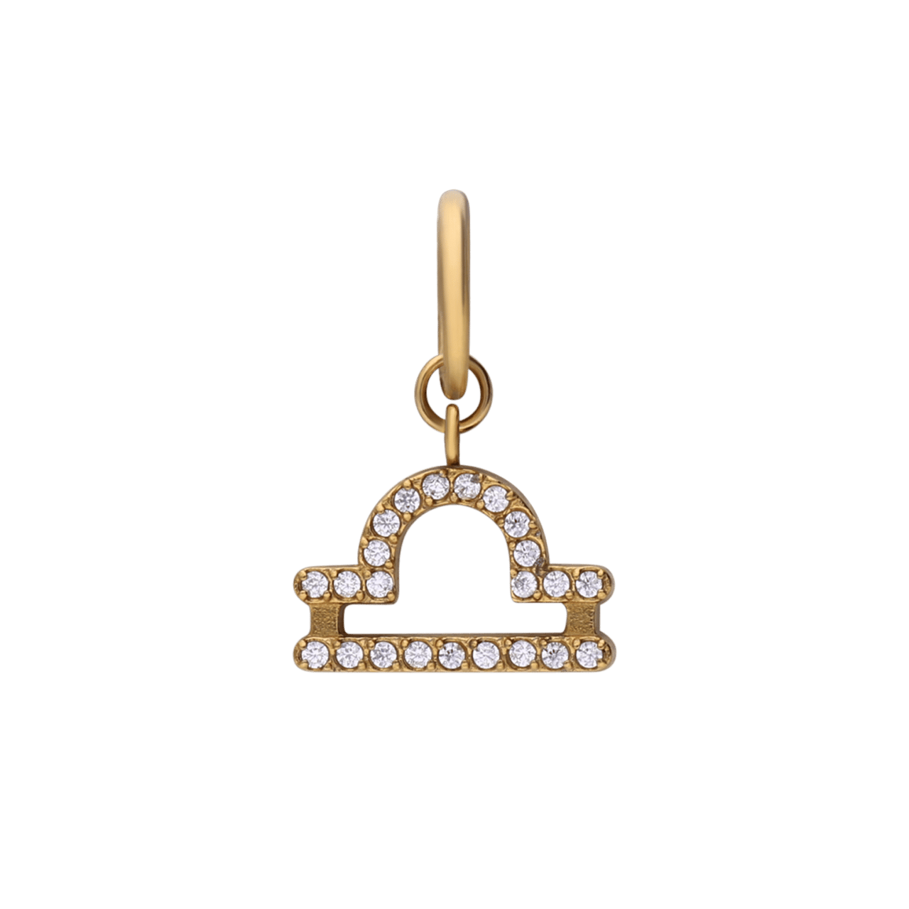 Stainless steel goldplated sterrenbeeldhanger Weegschaal met zirkonia voor dames