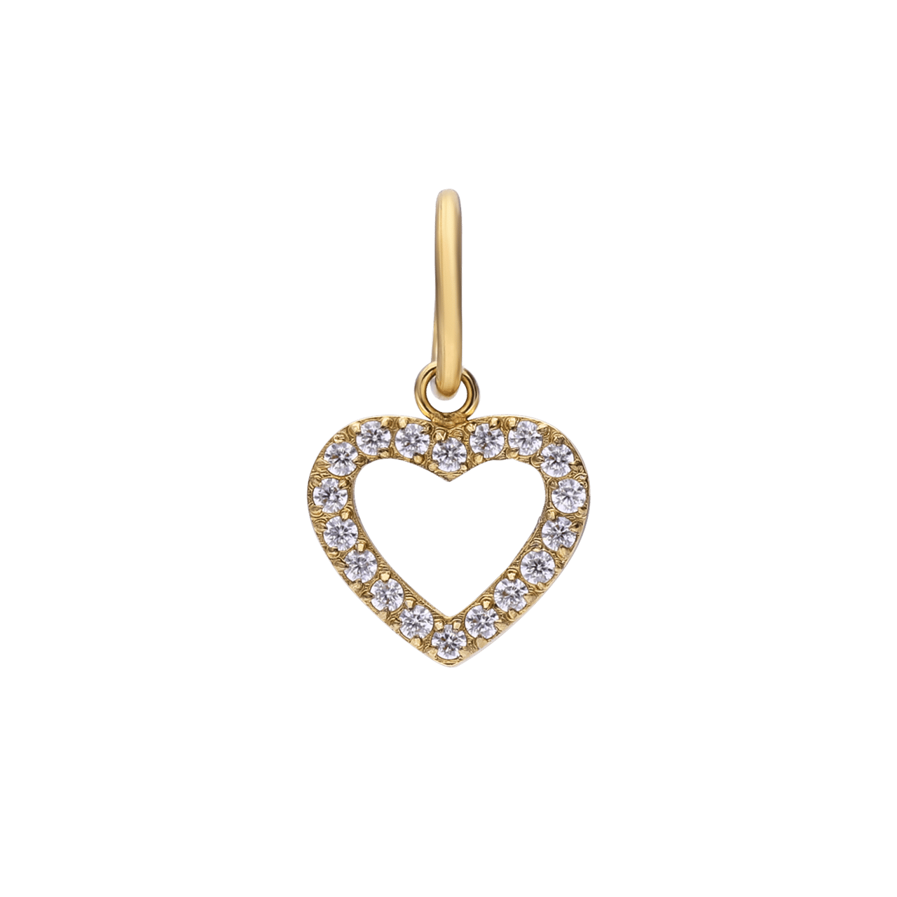 Stalen goldplated hanger hart met zirkonia voor dames