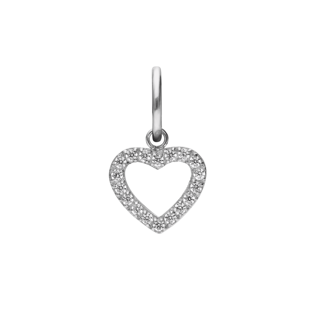 Charm aus Edelstahl, offenes Herz mit Zirkonia