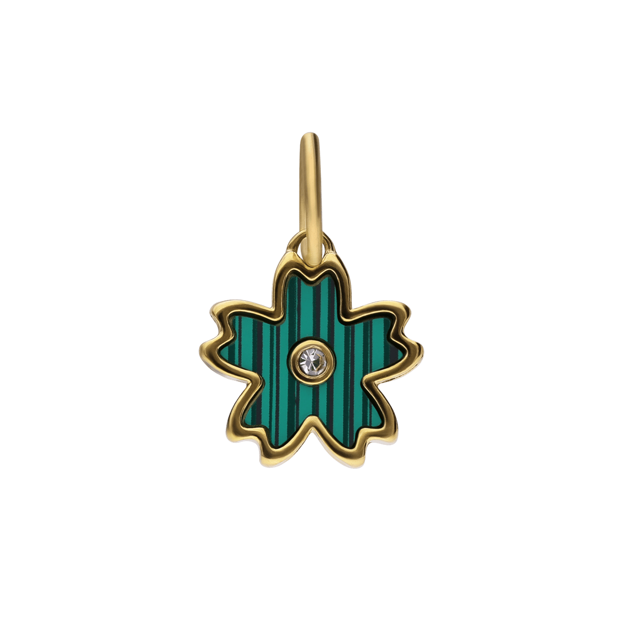 Stainless steel goldplated hanger blad met zirkonia voor dames