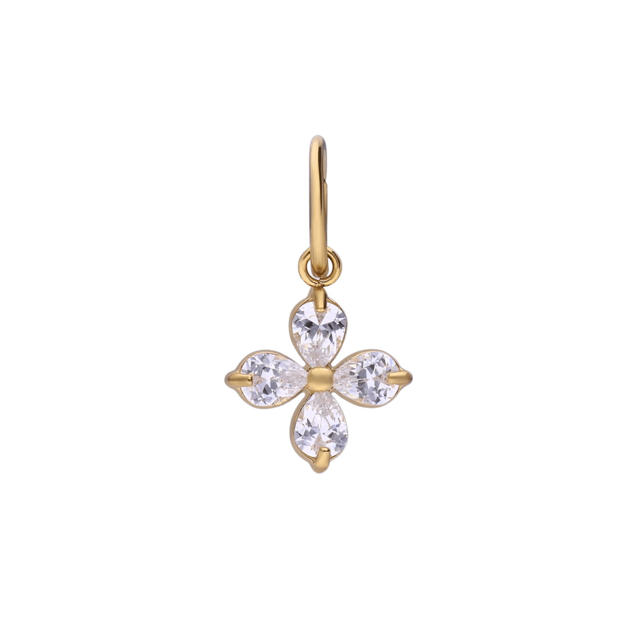 Stalen goldplated hanger bloem met zirkonia voor dames