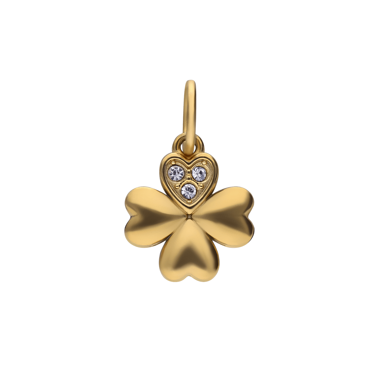 Stainless steel goldplated bedel klaver met zirkonia