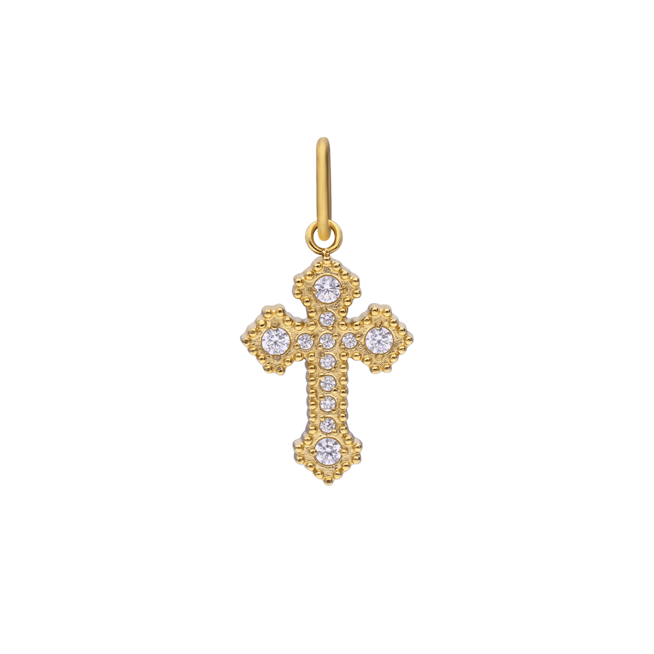 Stalen goldplated hanger kruis met zirkonia voor dames