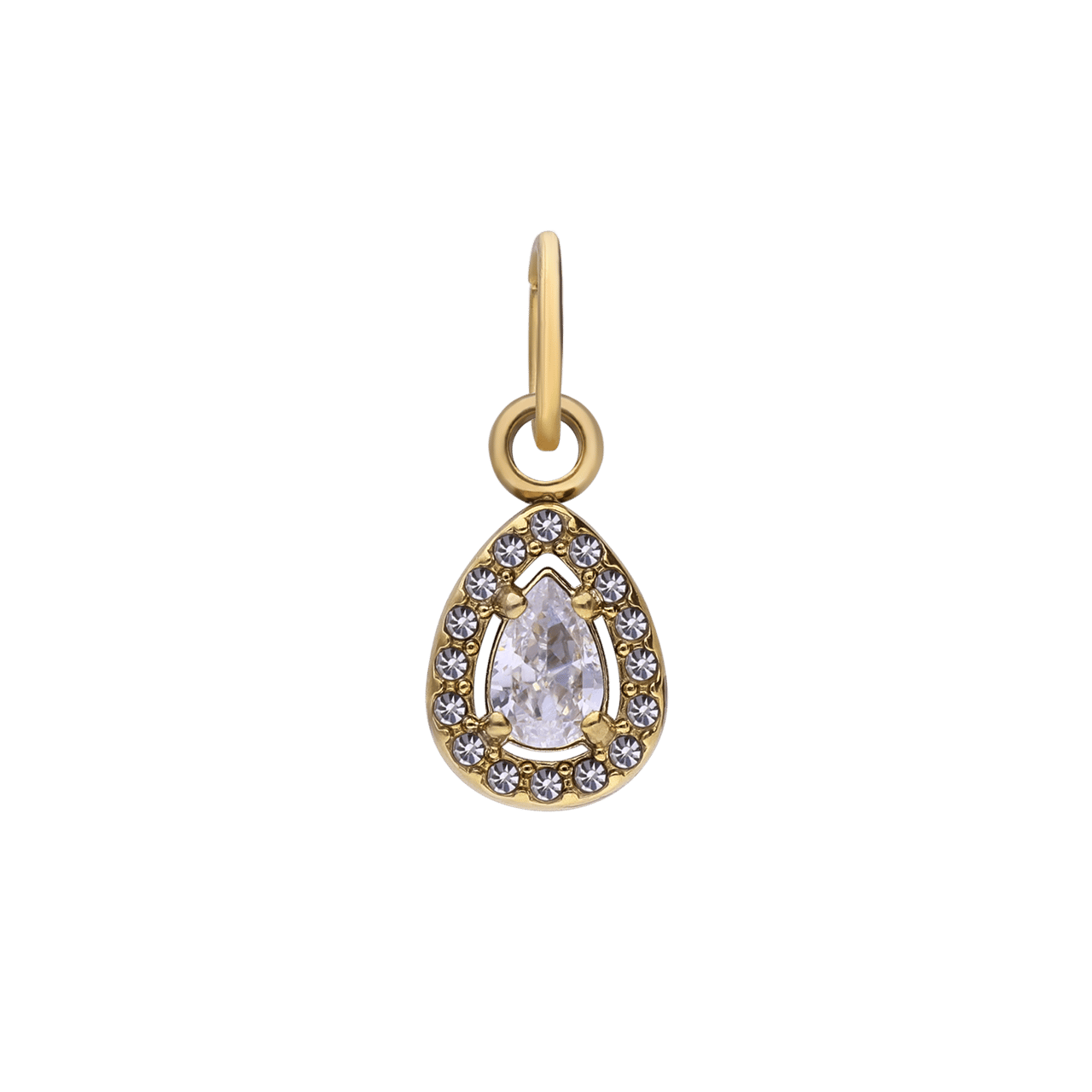 Stainless steel goldplated hanger druppel met zirkonia voor dames