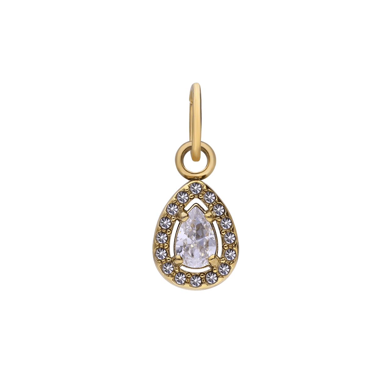 Stalen goldplated hanger druppel met zirkonia voor dames