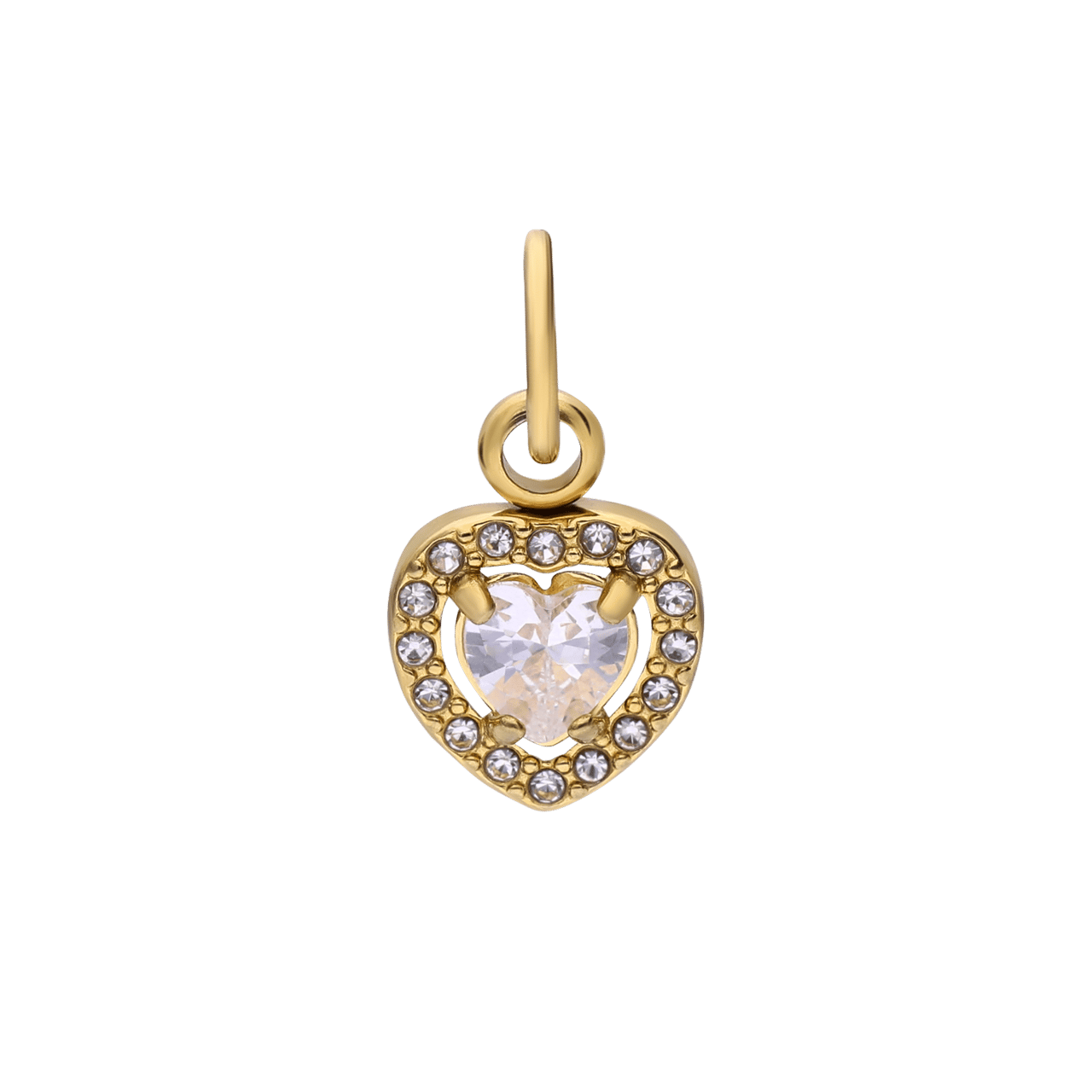 Stalen goldplated hanger hart met zirkonia voor dames
