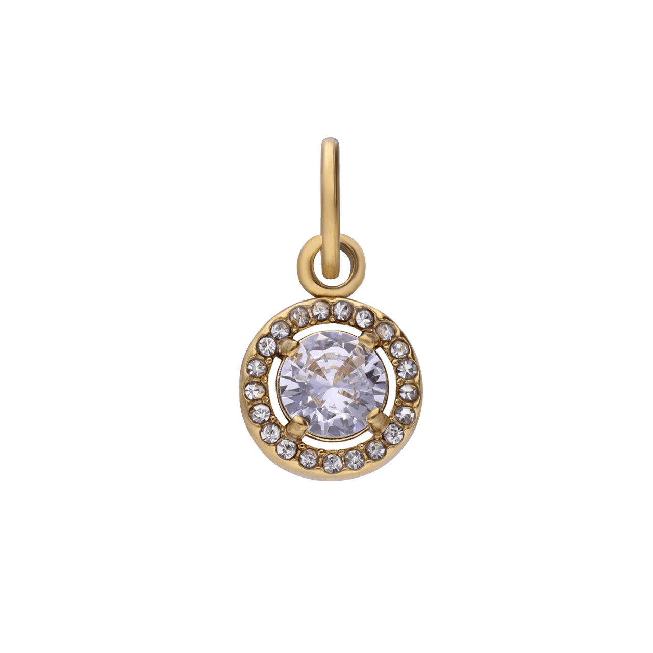 Stainless steel goldplated bedel open rond met zirk