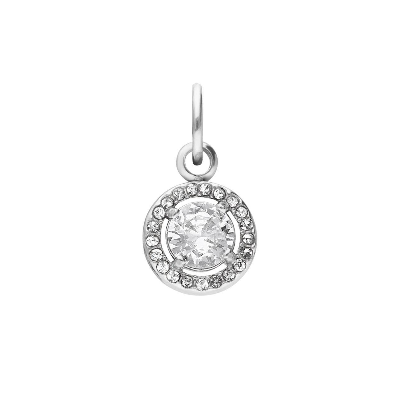 Charm aus Edelstahl, offener Kreis mit Zirkonia