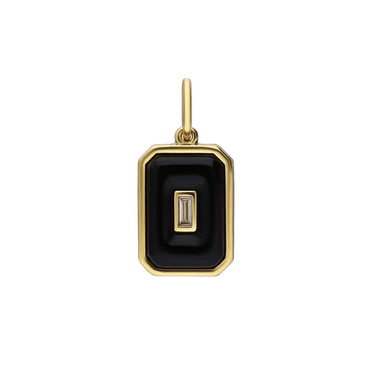 Stainless steel goldplated bedel rechthoekig zwart