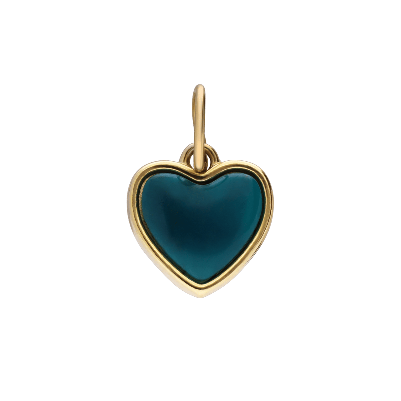 Charm aus Edelstahl, vergoldet, Herz, grün