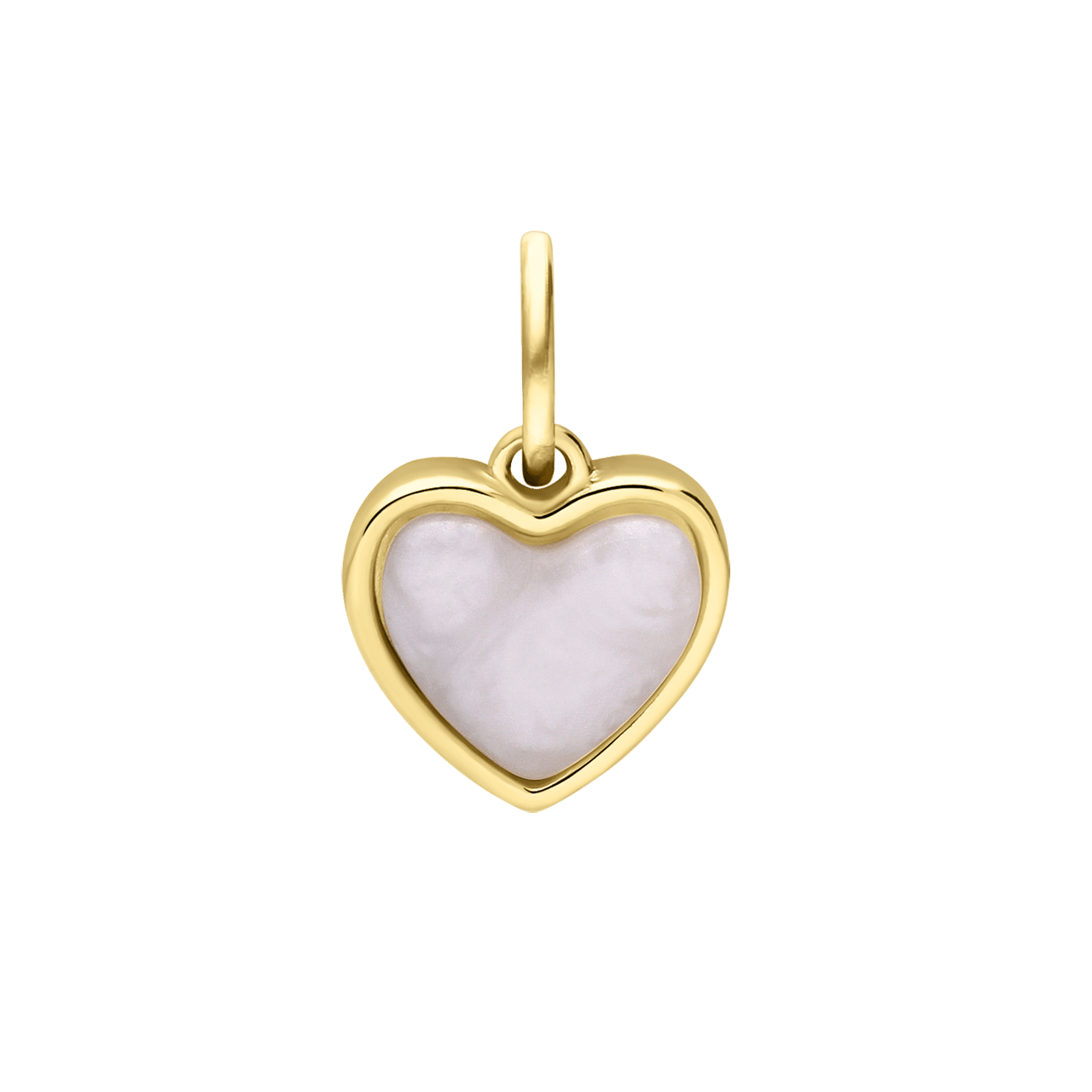 Charm aus Edelstahl, vergoldet, Herz, Weiß