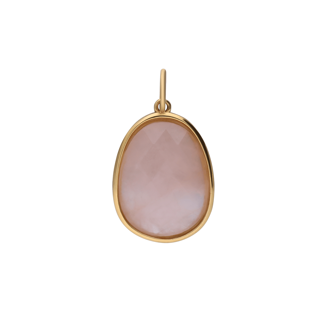 Stalen goldplated hanger met rozenkwarts voor dames