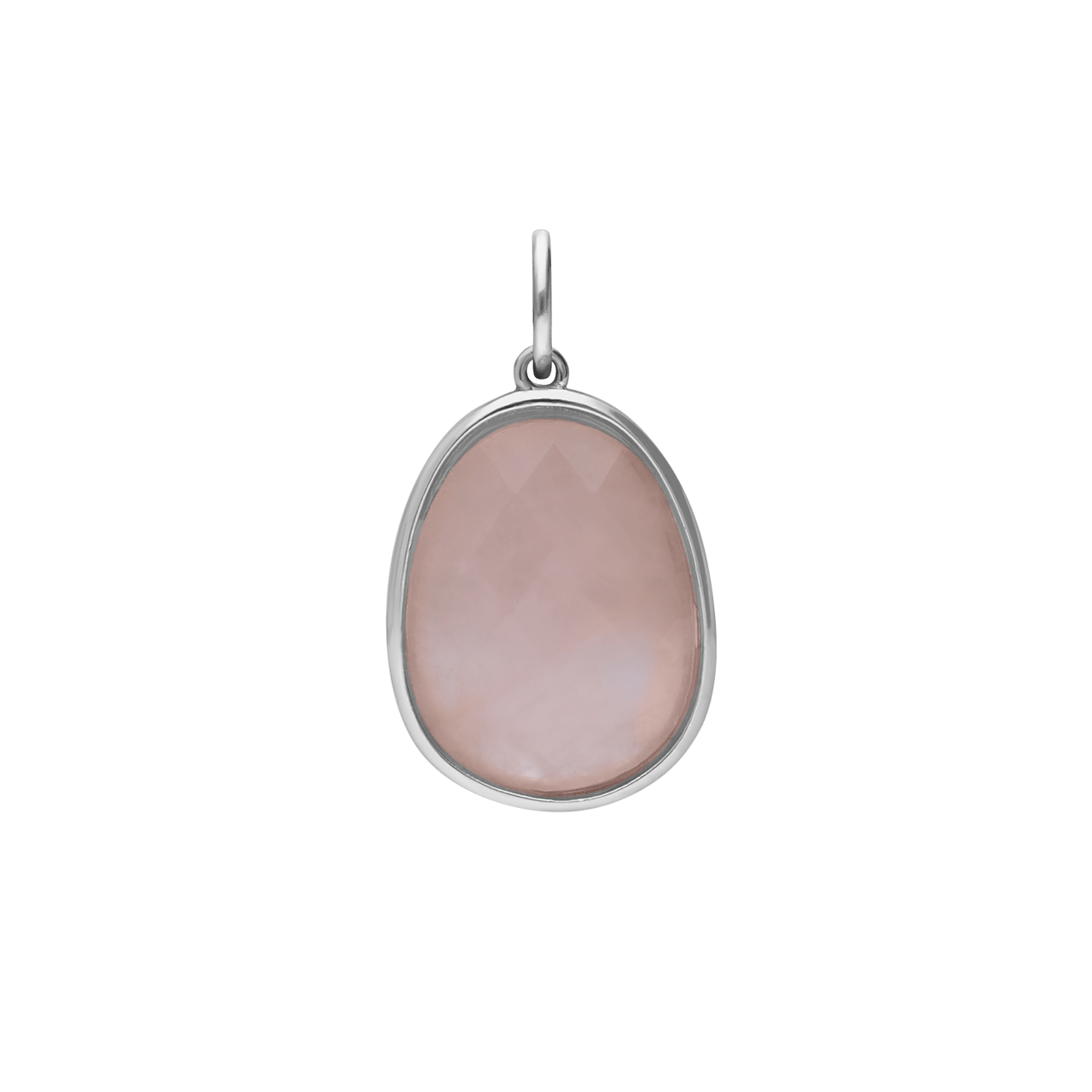 Charm aus Edelstahl mit Rosenquarz