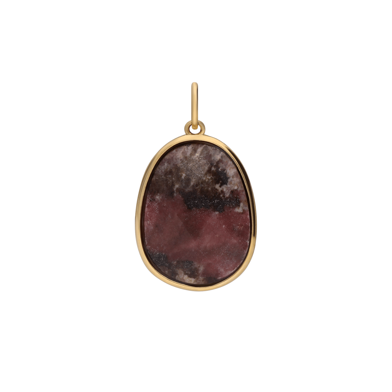 Stainless steel goldplated bedel met rhodochrosiet