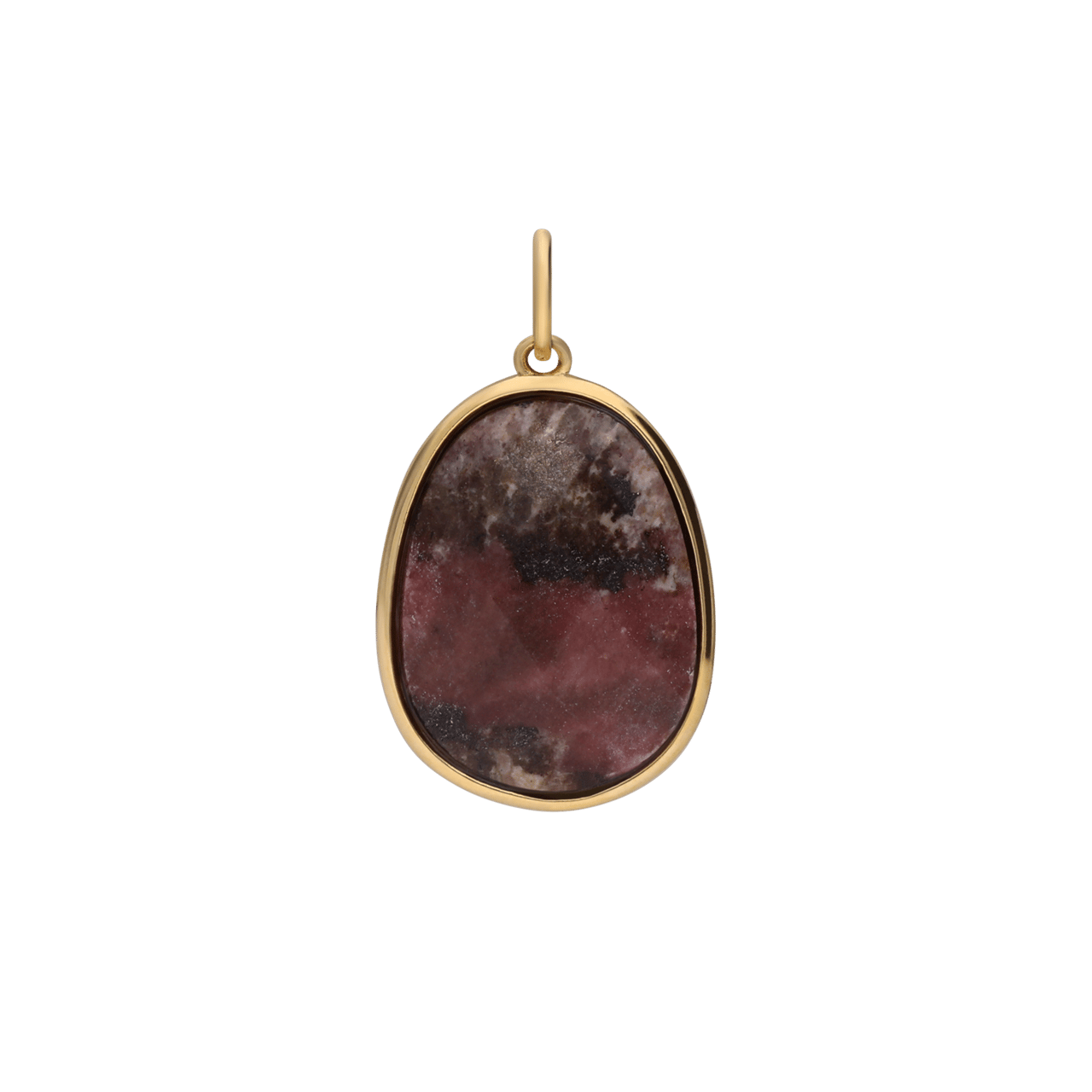 Stalen goldplated bedel met rhodochrosiet