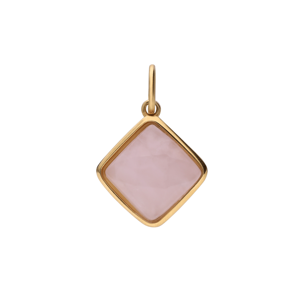 Stalen goldplated hanger met rozenkwarts voor dames
