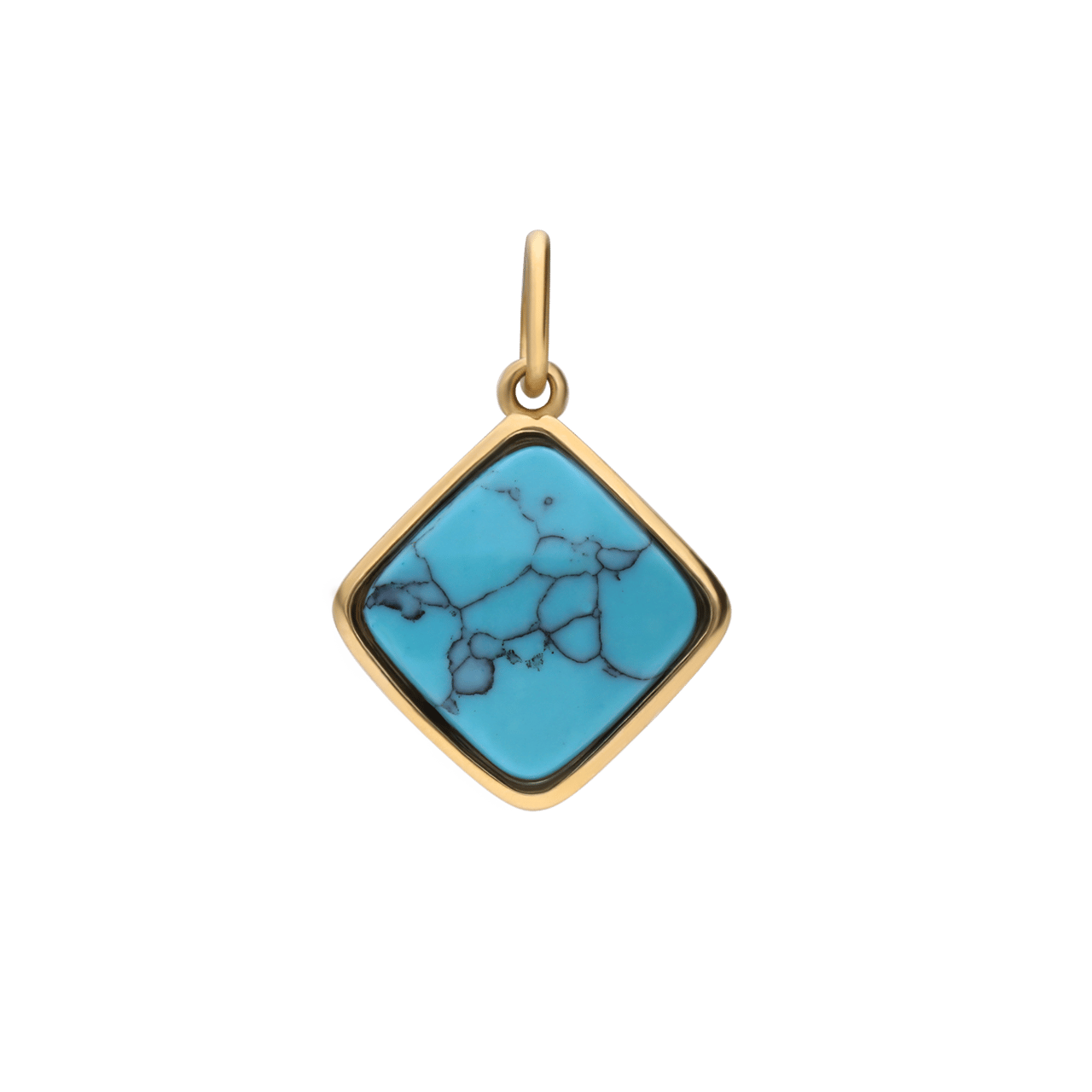 Stainless steel goldplated hanger met turquoise voor dames