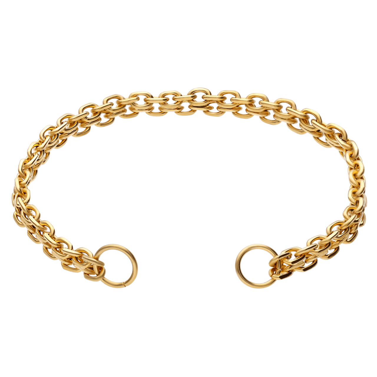 Bettelarmband aus Edelstahl, vergoldet, mit flachem Glied, doppelreihig