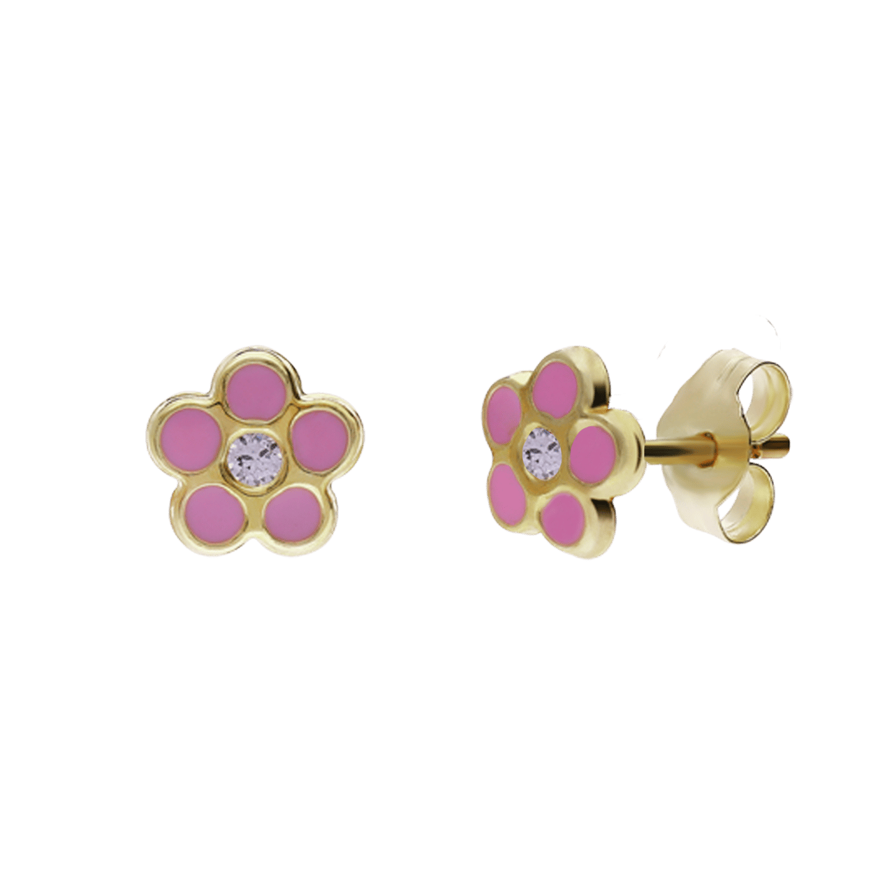Ohrring aus 585er Gold, Blume, Zirkonia