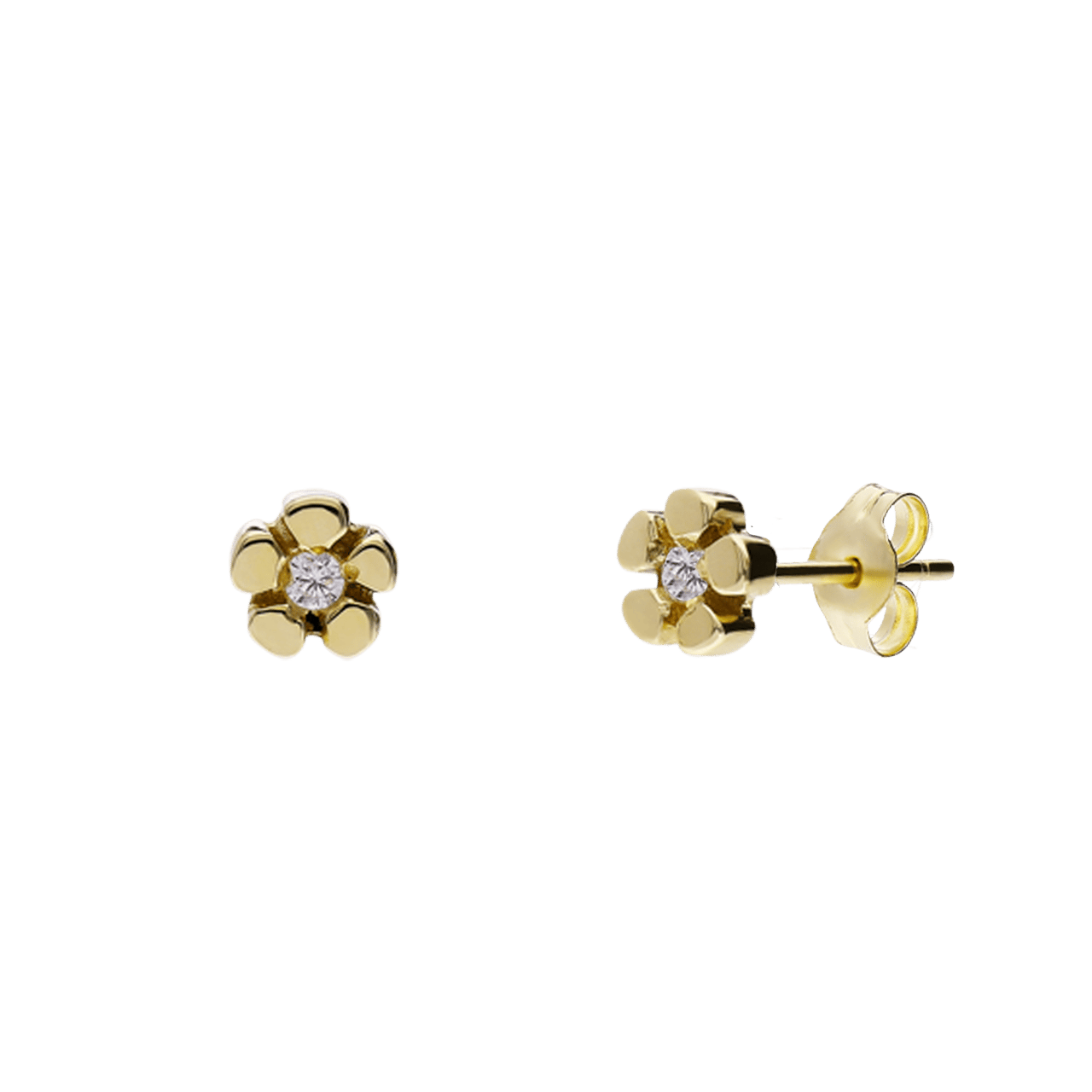 Ohrring aus 585er Gold, Blume, Zirkonia