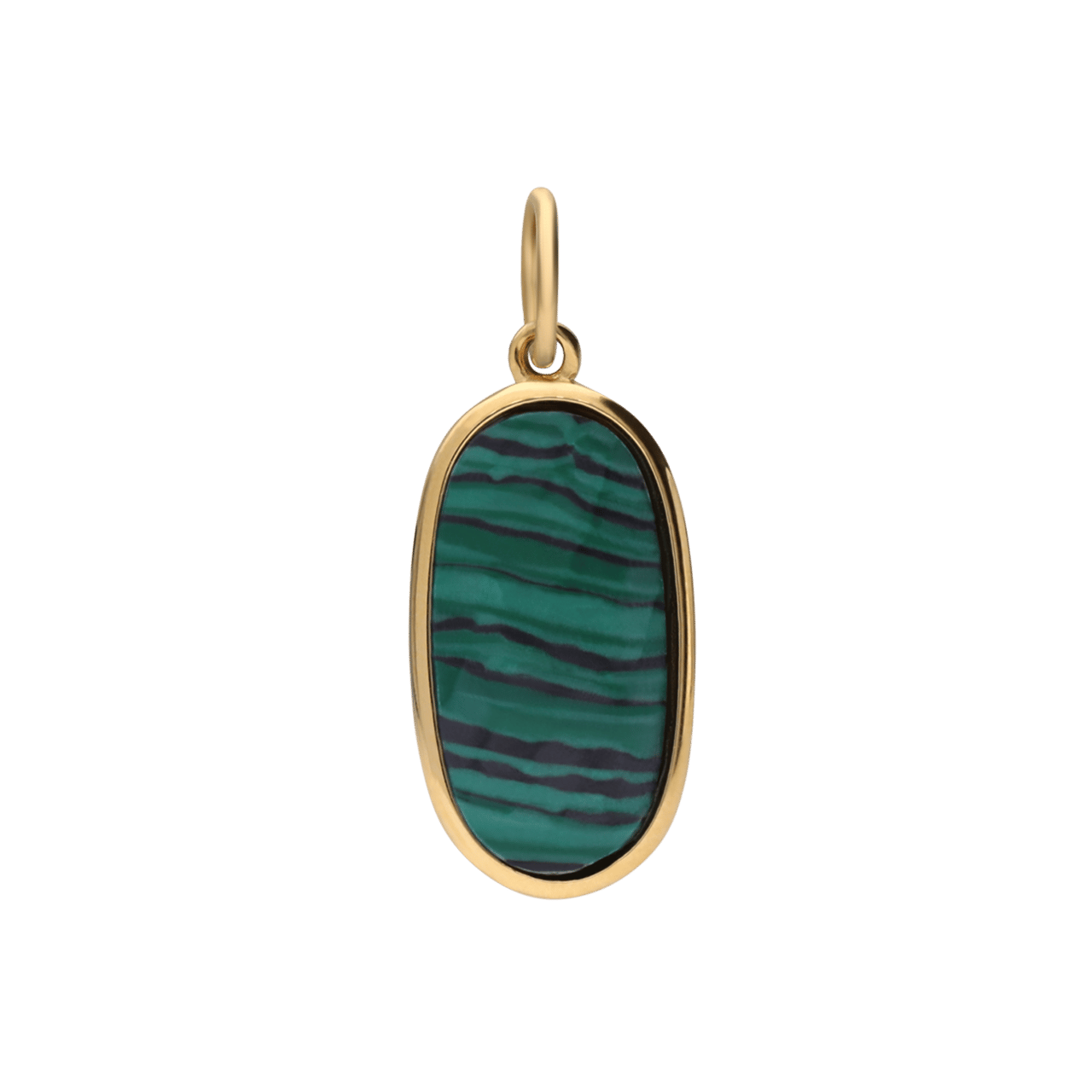 Stainless steel goldplated hanger met malachite voor dames