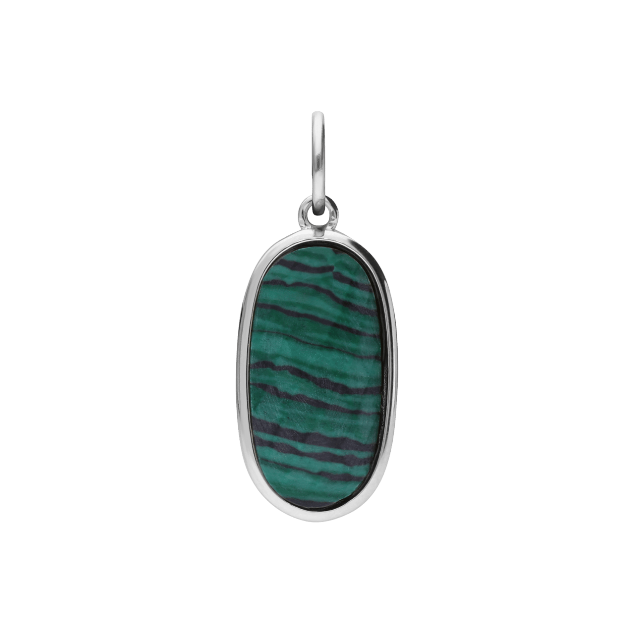 Stalen bedel ovaal met malachite