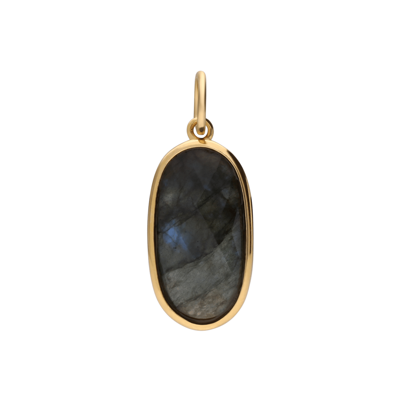Charm aus Edelstahl, vergoldet, oval, mit Halbedelstein