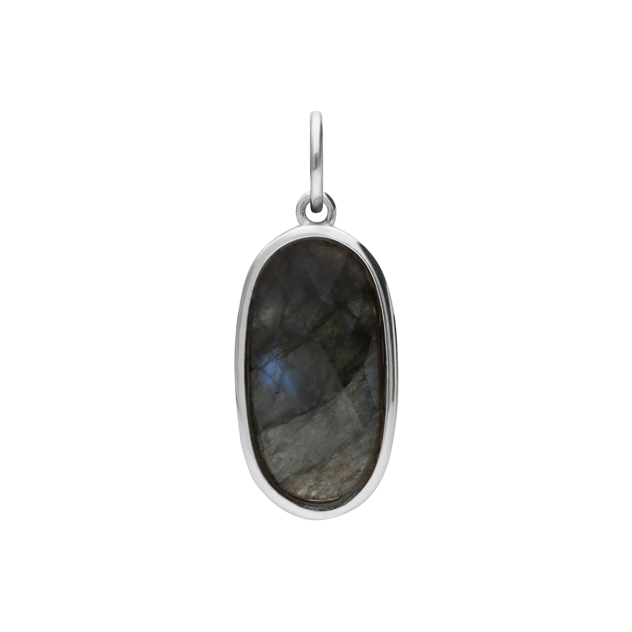 Charm aus Edelstahl, oval, mit Halbedelstein